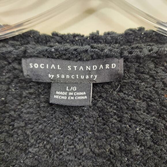 Social Standard by Sanctuary open knit v-neck button front cardigan woman's sz L - Picture 2 of 10